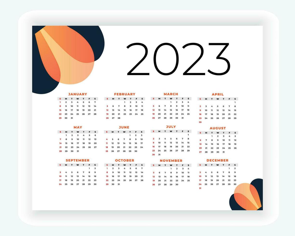 vector modern style new year 2023 calendar template