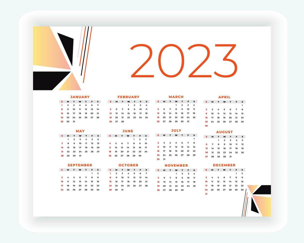 vector modern style new year 2023 calendar template