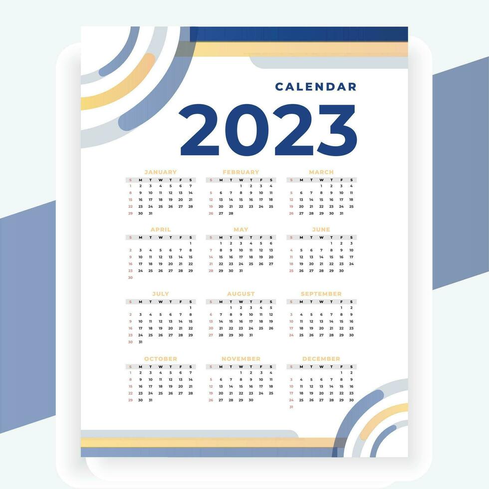 2023 papel moderno calendario diseño en imprimible estilo vector