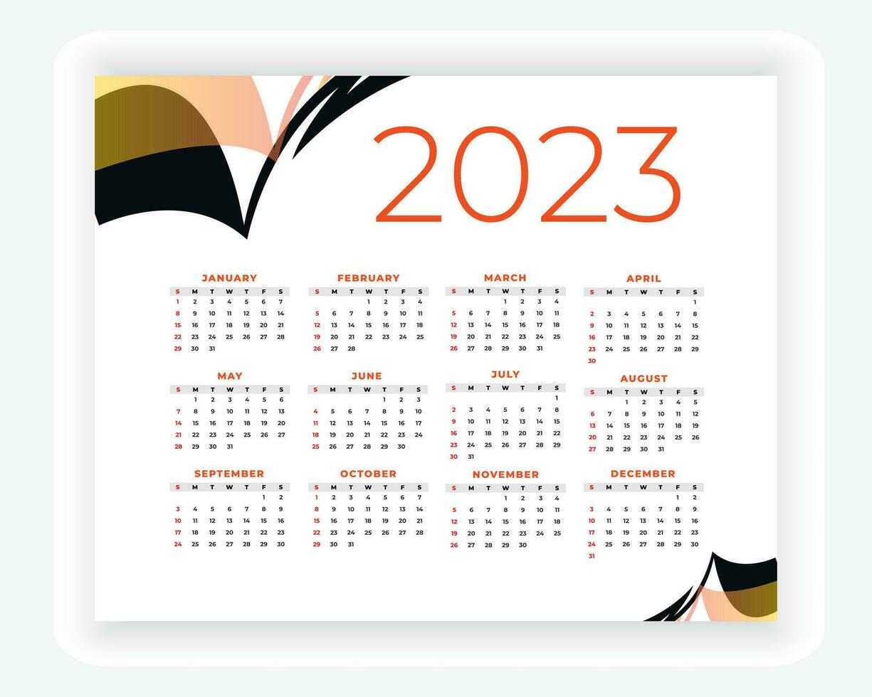 vector modern style new year 2023 calendar template
