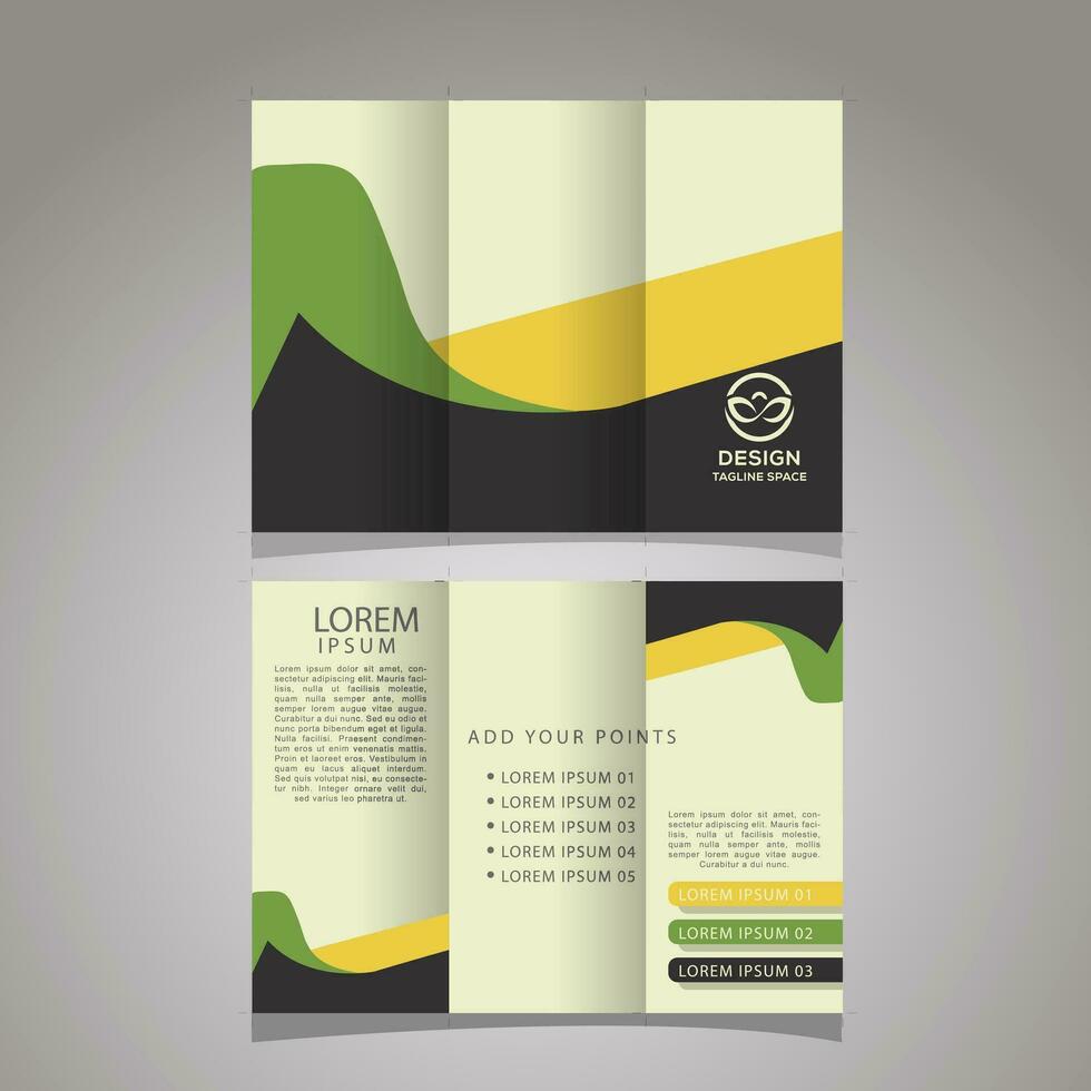 Business trifold template with creative shapes vector