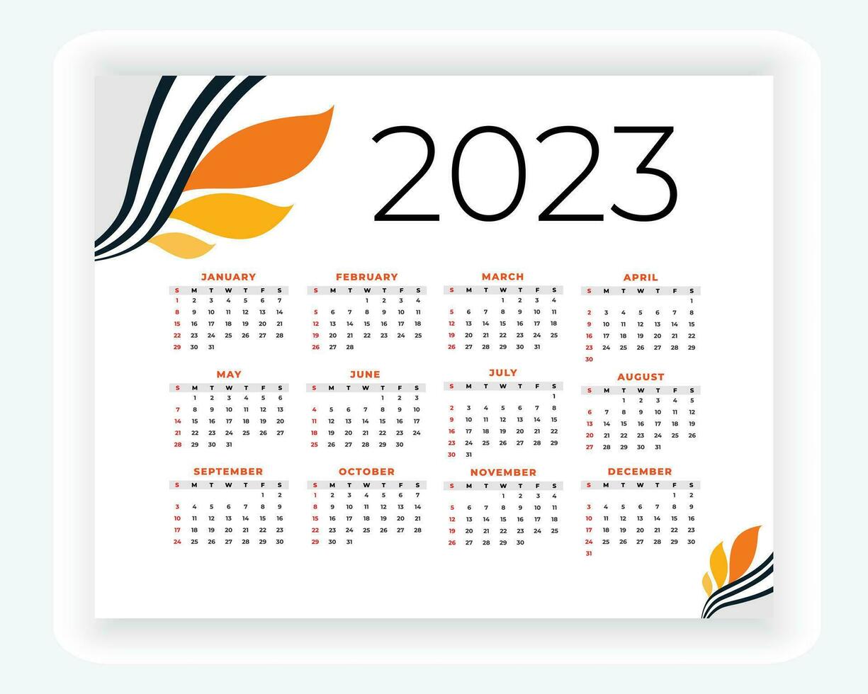 vector modern style new year 2023 calendar template