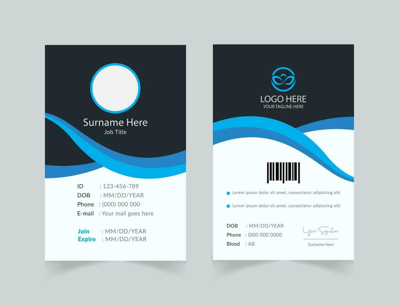 vector office id card with minimalist elements