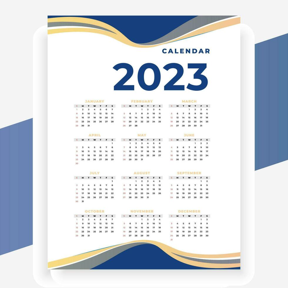 2023 papel moderno calendario diseño en imprimible estilo vector