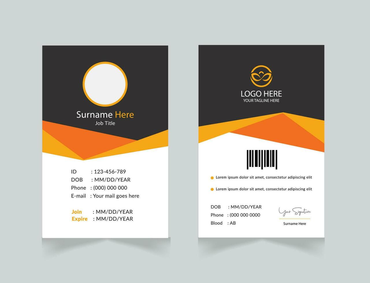 vector office id card with minimalist elements