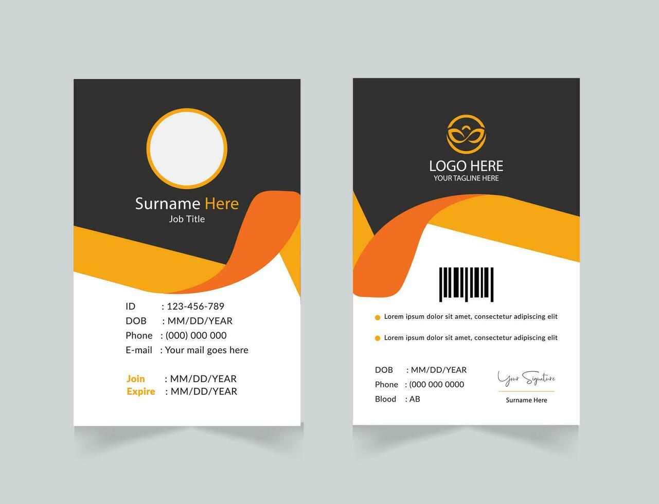 vector office id card with minimalist elements