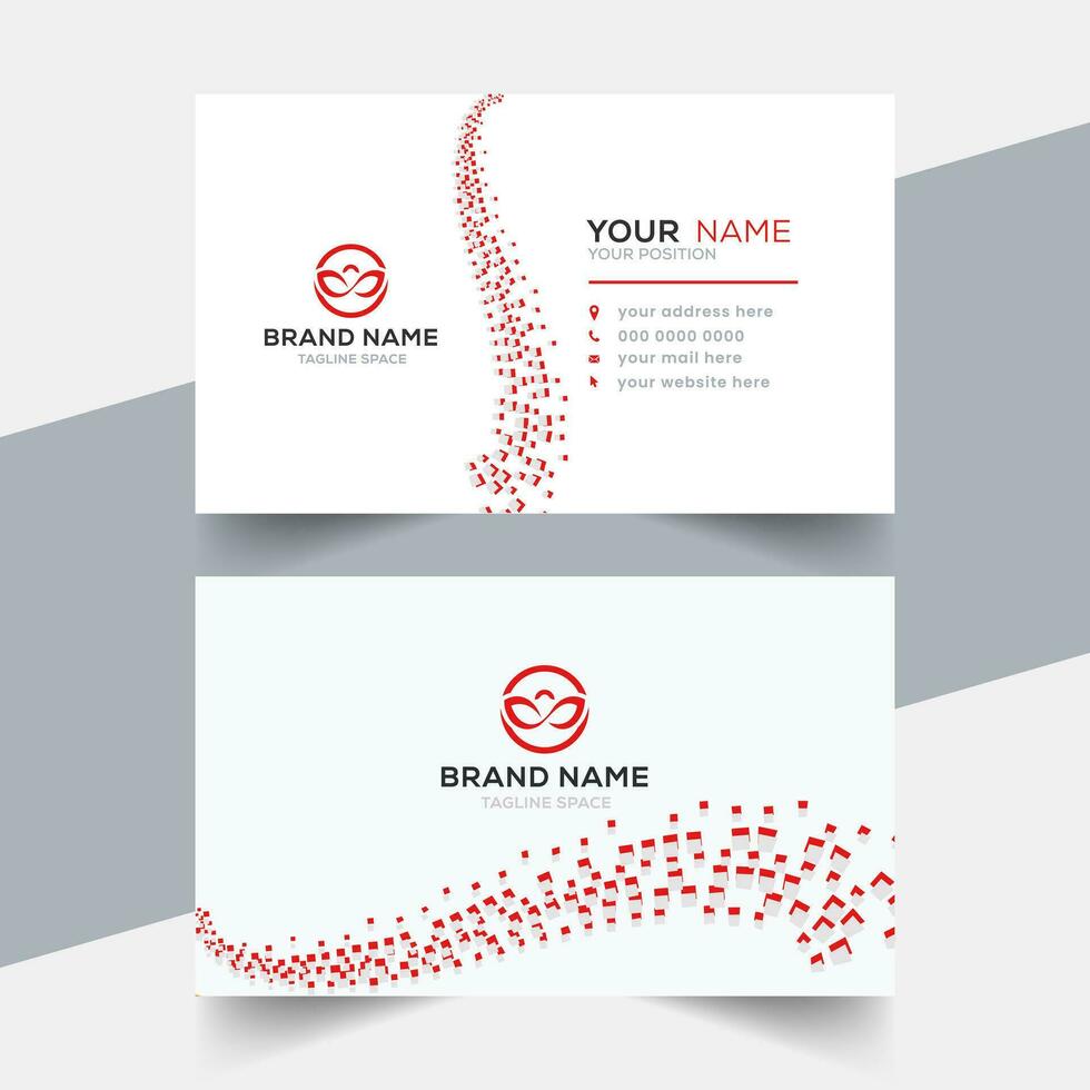 white business card with red shape vector