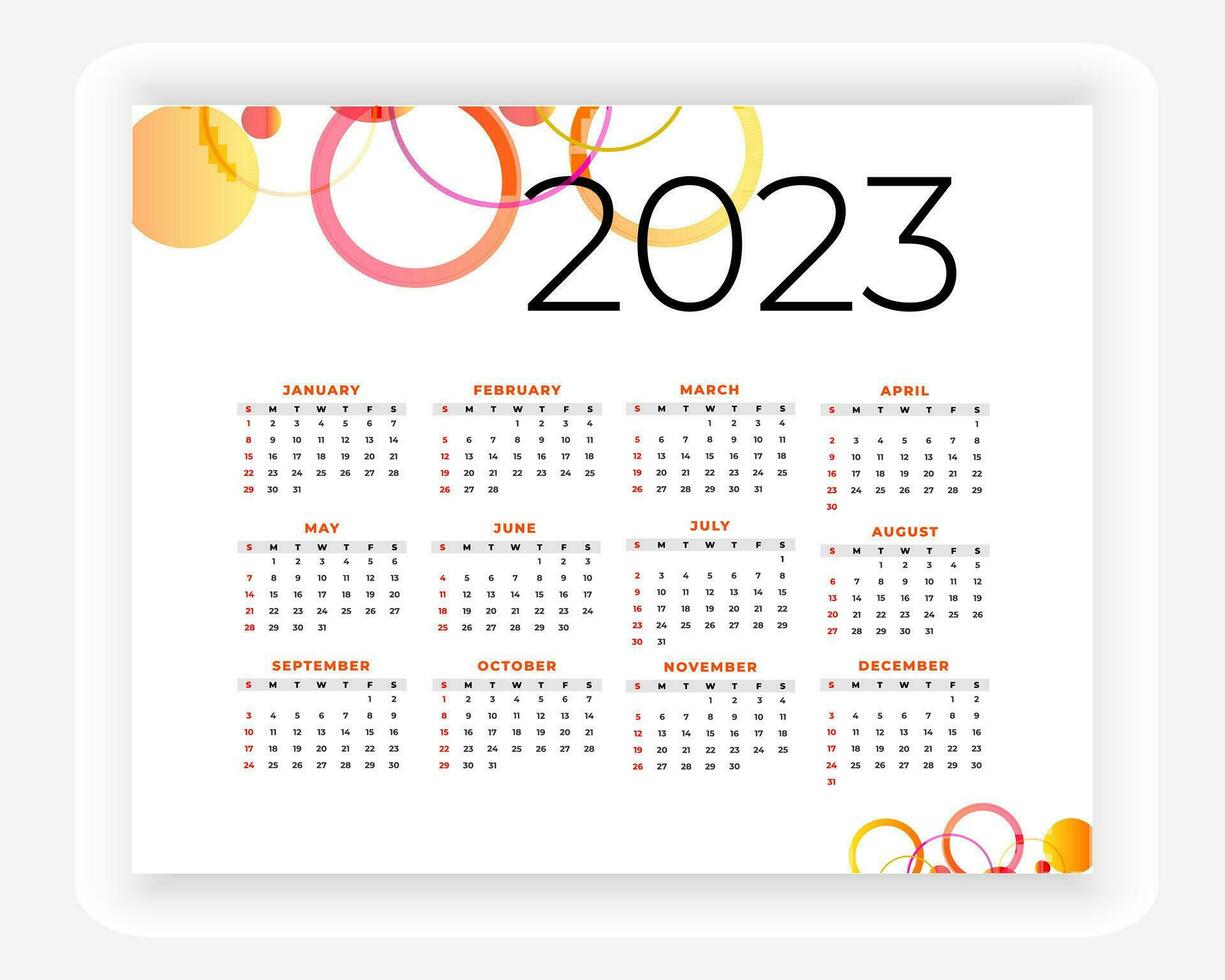 vector modern style new year 2023 calendar template