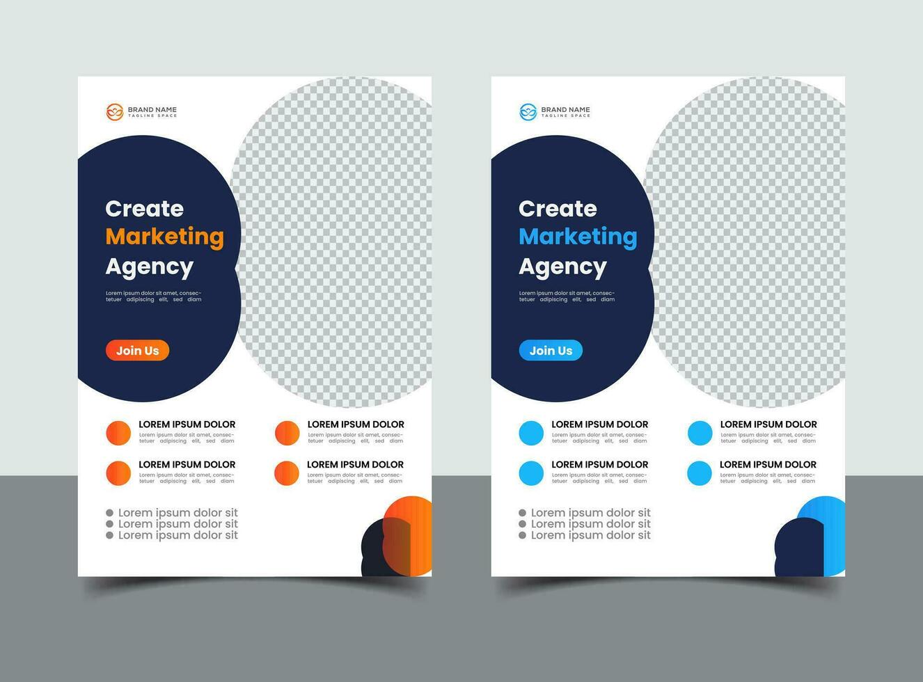 orange and blue business flyer template vector