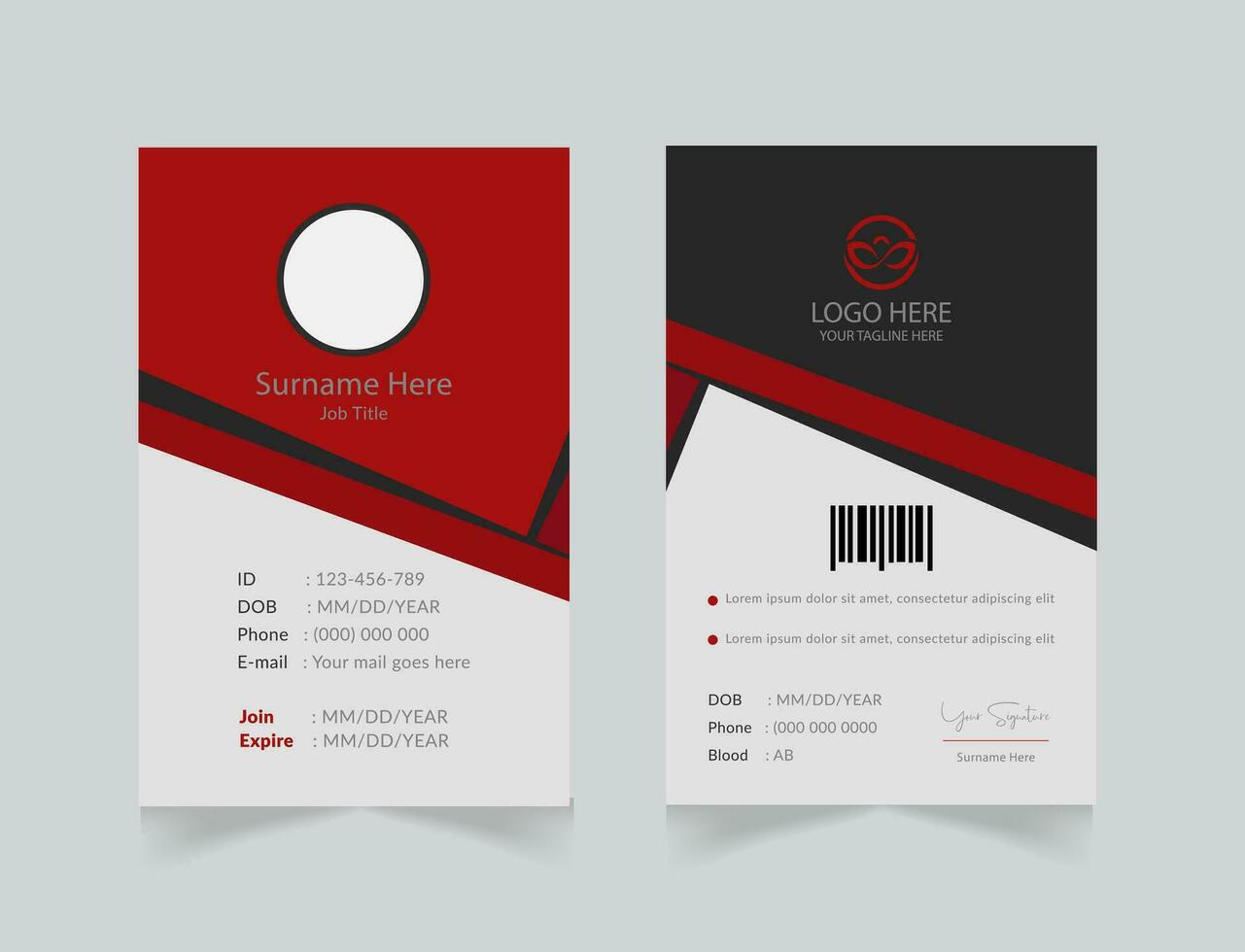 vector office id card with minimalist elements