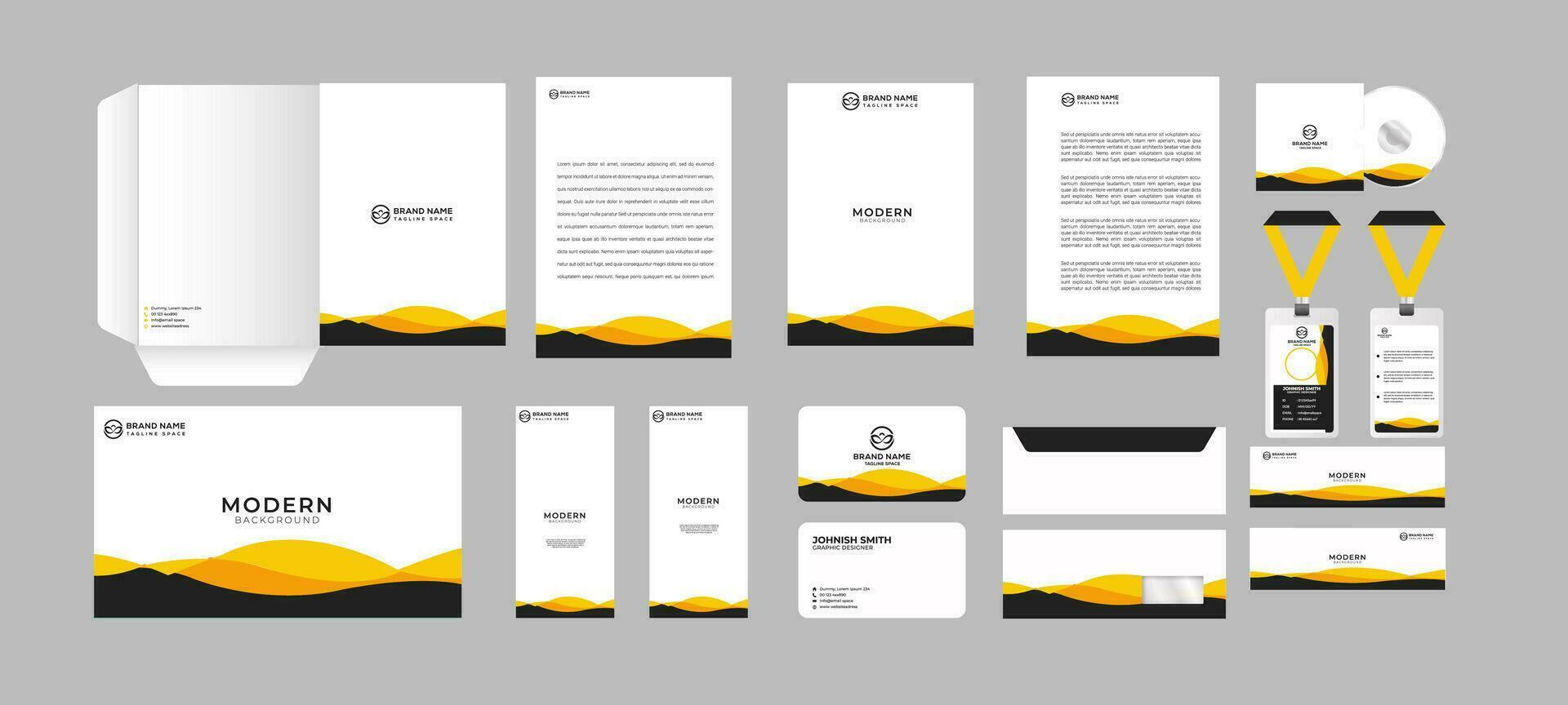 vector papelería corporativo marca identidad conjunto con olas