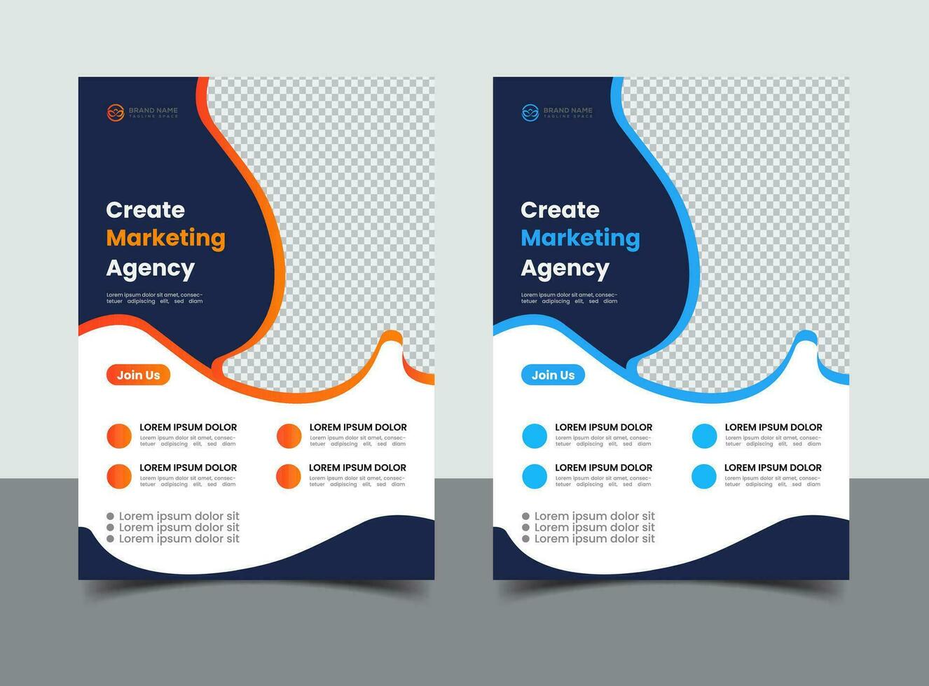 orange and blue business flyer template vector
