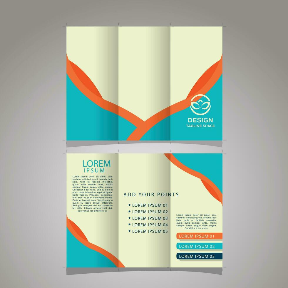 Business trifold template with creative shapes vector