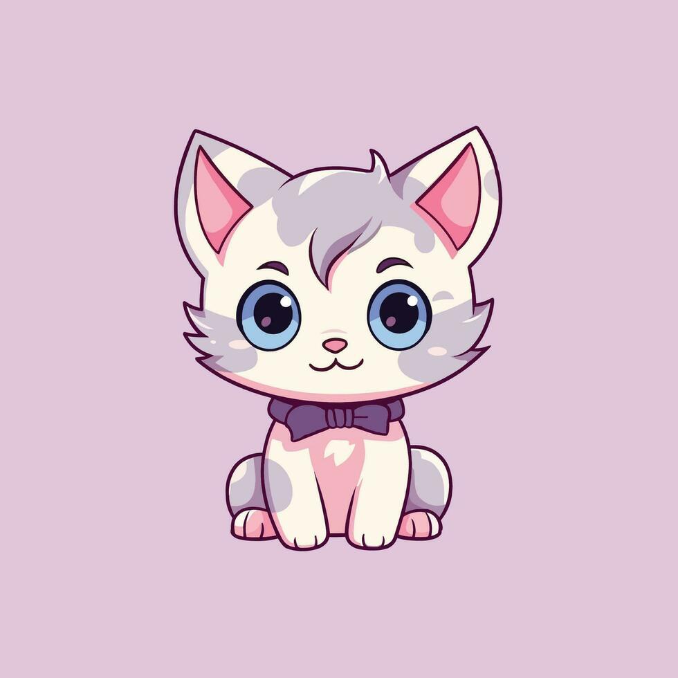 gracioso kawaii púrpura gato vector ilustración