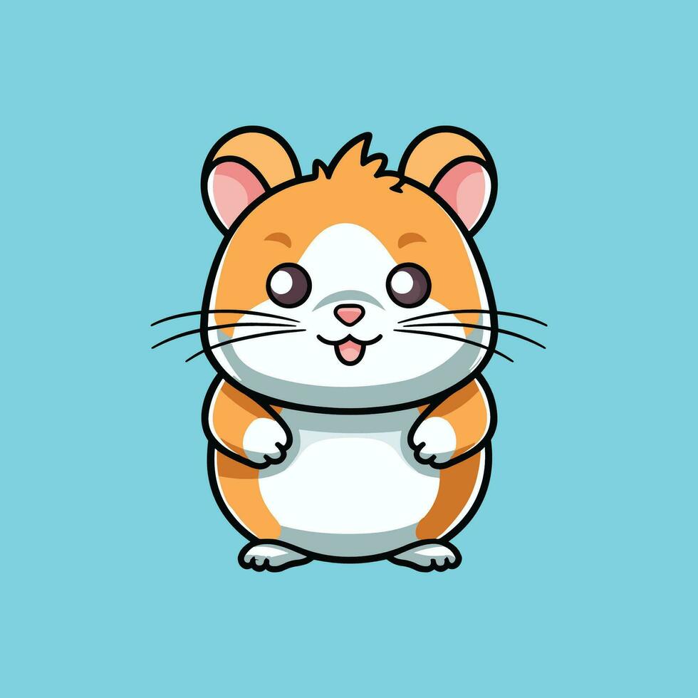 Cute kawaii hamster drawing, funny cartoon pet vector