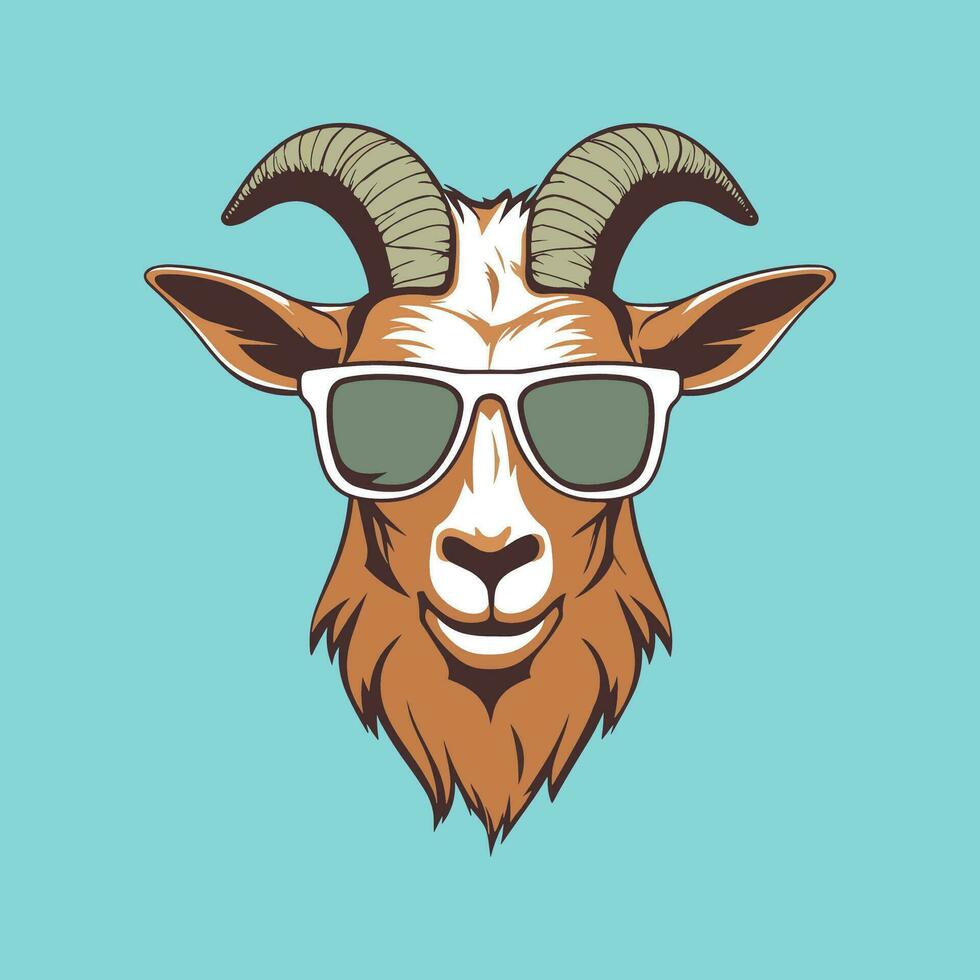 A goat wearing sunglasses and a pair of sunglasses vector