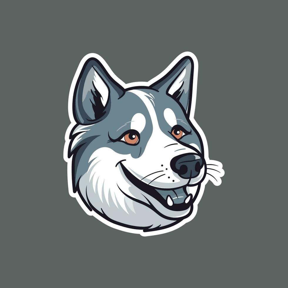 sticker of smiling husky face vector