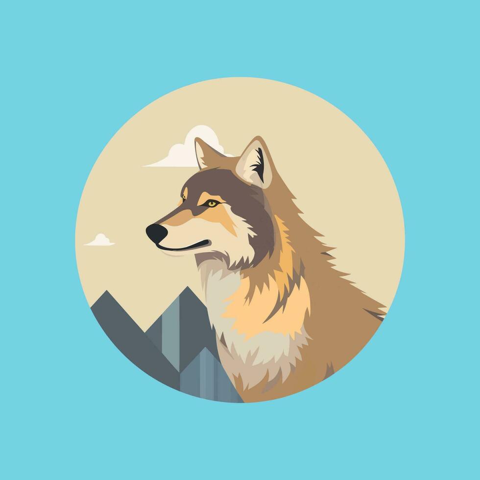 A wolf, a wolf's head. Flat design, vector illustration