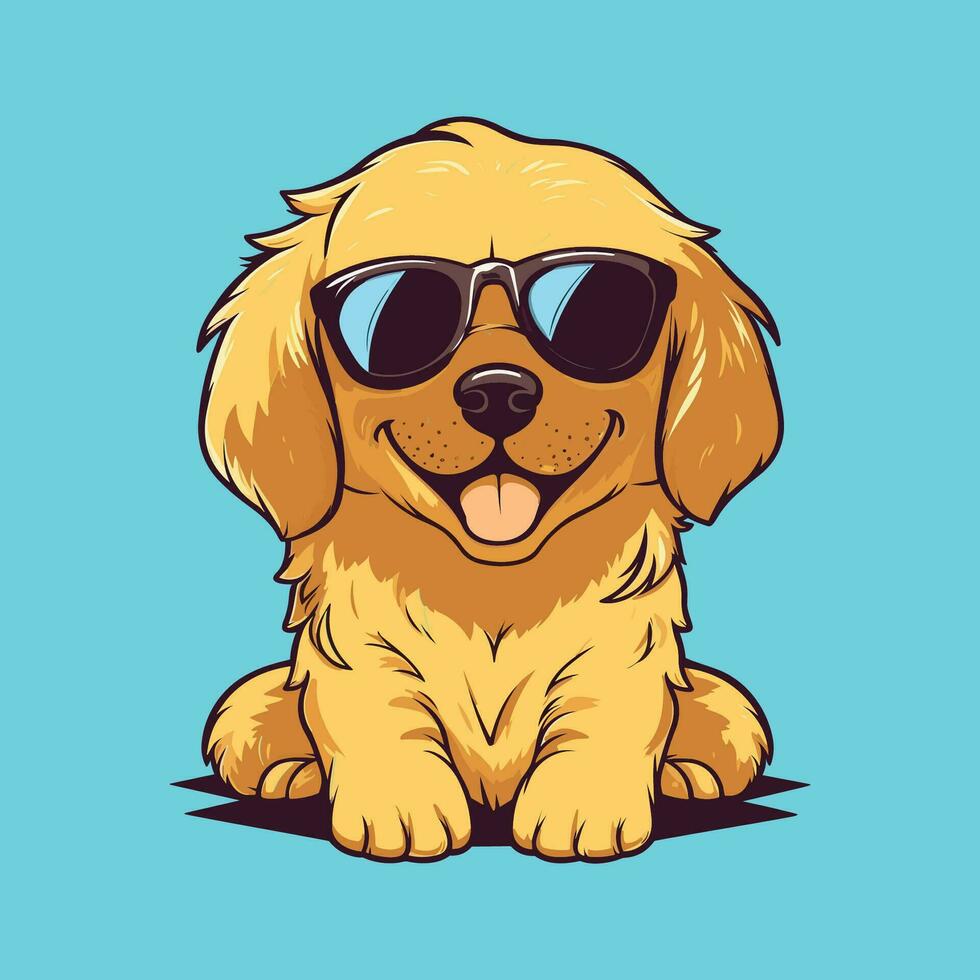 Cute golden retriever puppy dog vector illustration