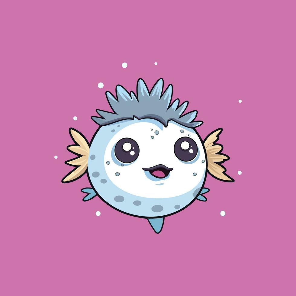 Cartoon of a cute happy smiling puffer fish vector