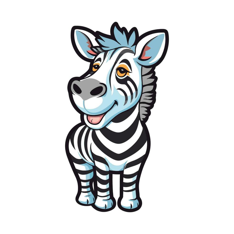 Cute baby zebra posing isolated on white background vector