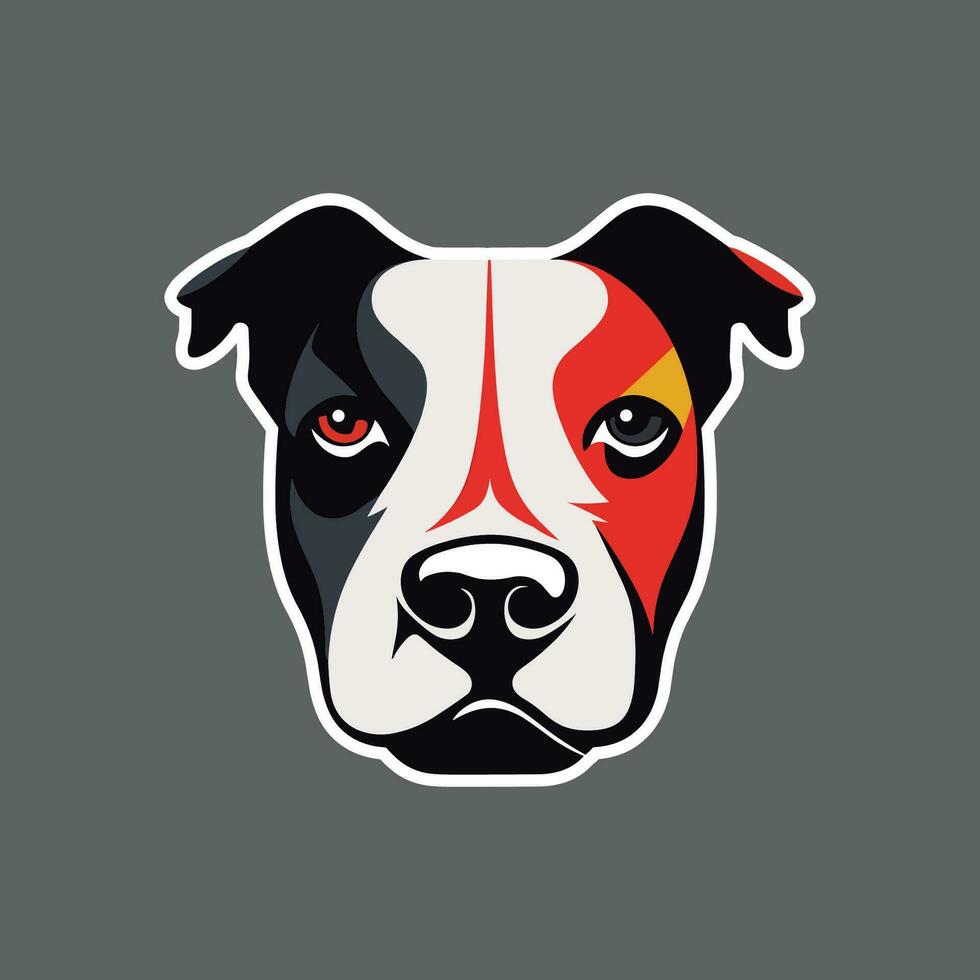 Black, white and red Pitbull sticker vector