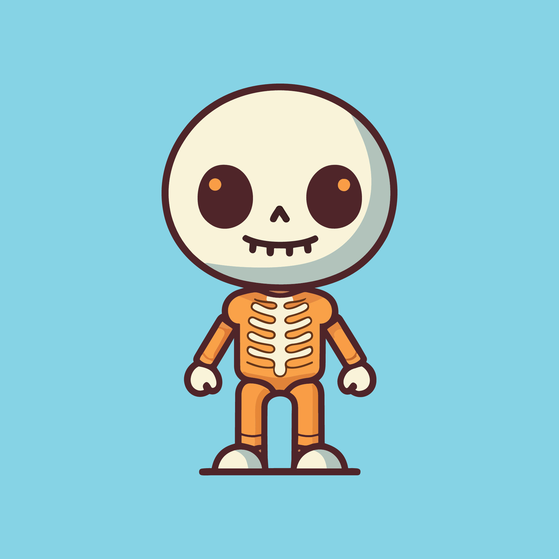Cute halloween skeleton cartoon on blue background 25376198 Vector Art