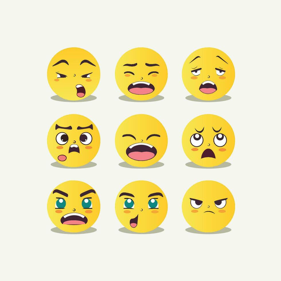 Yellow smile icons set on white background vector