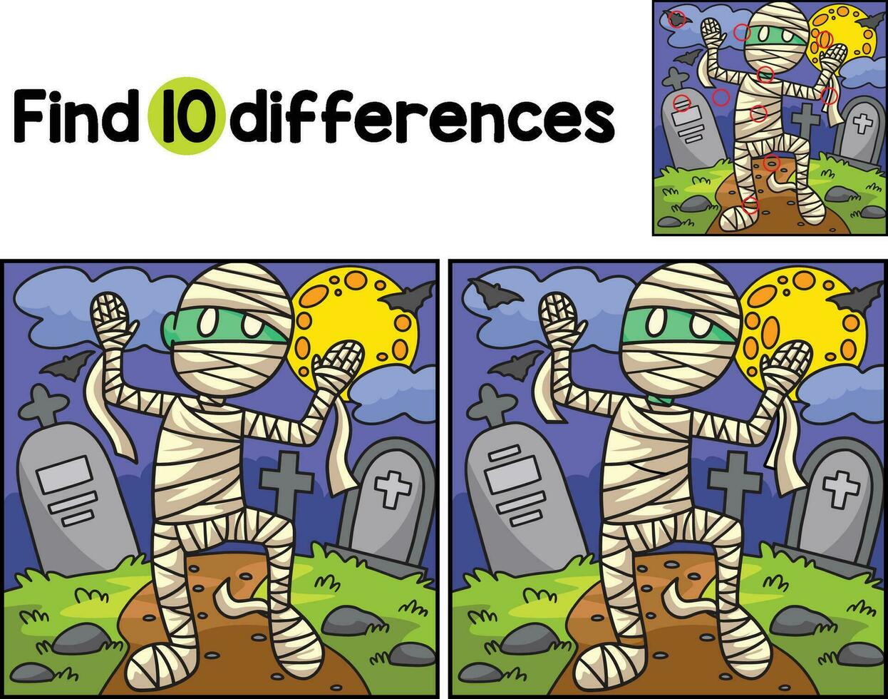 Mummy Halloween Find The Differences vector