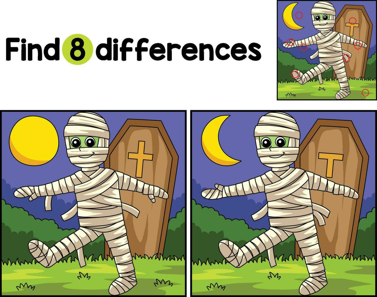 Mummy Halloween Find The Differences vector