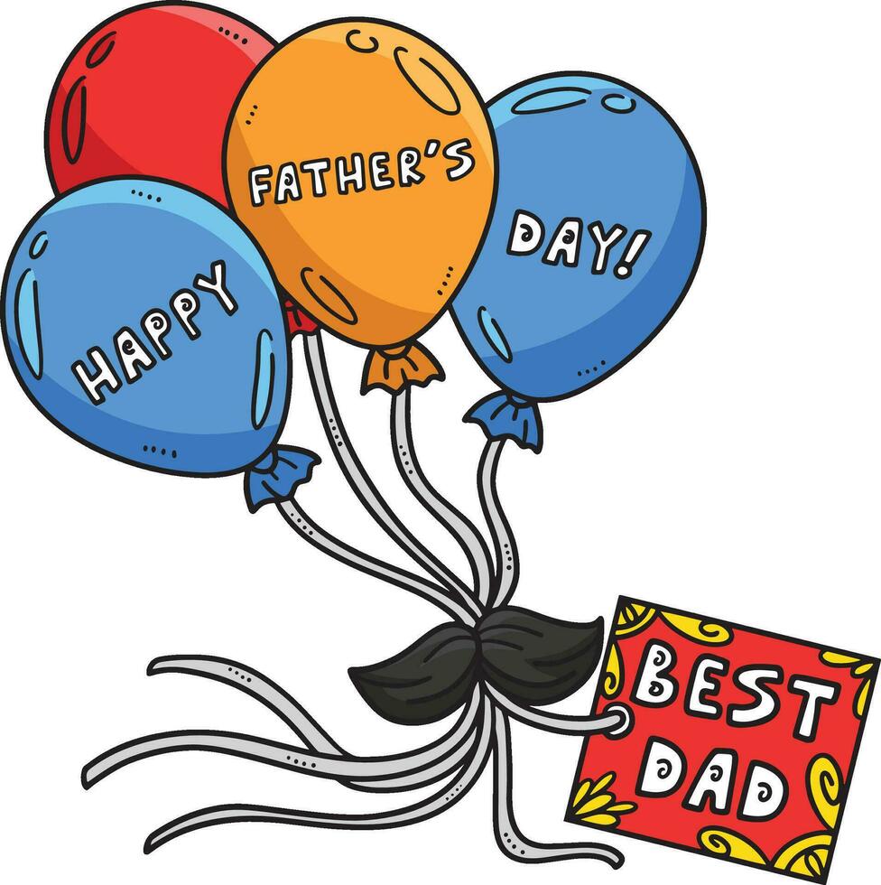 Happy Fathers Day Balloons Cartoon Colored Clipart vector