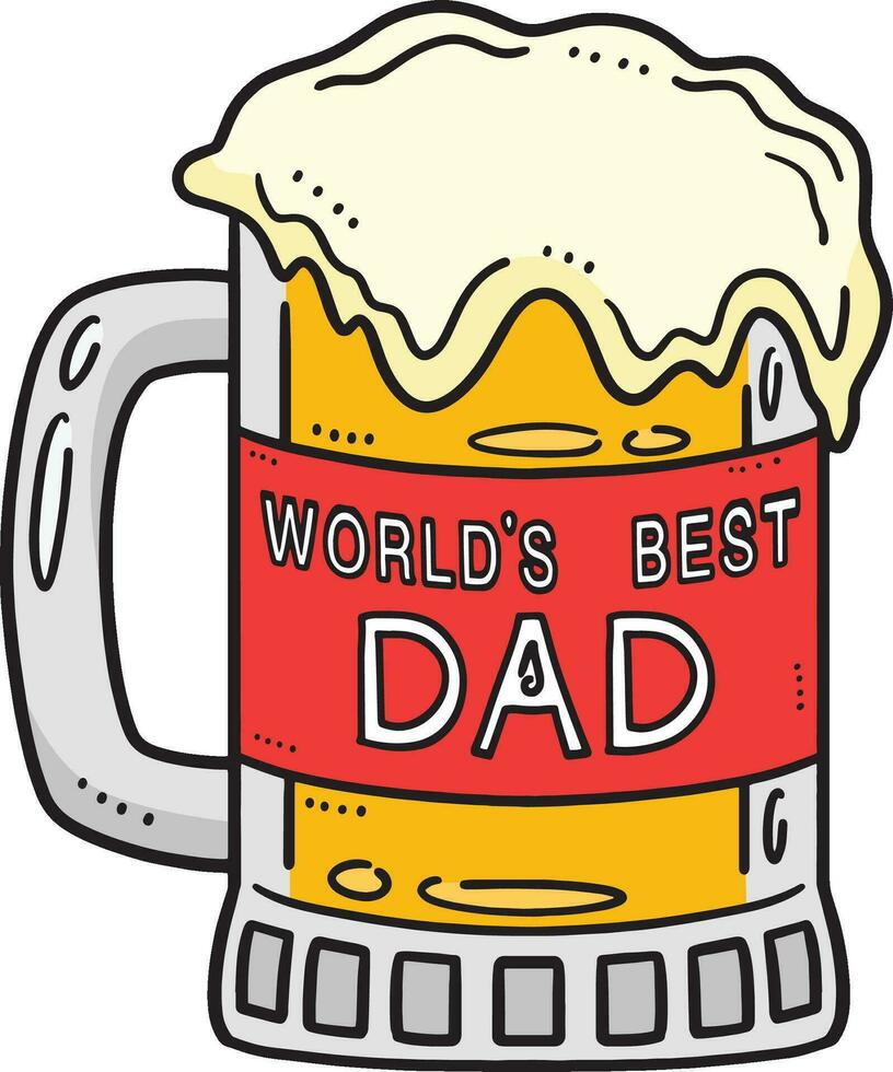 Worlds Best Dad Beer Mug Cartoon Colored Clipart vector