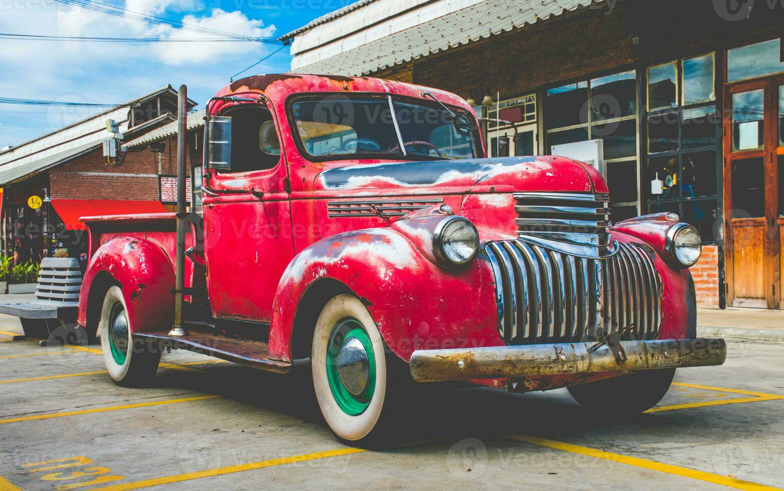 vintage car on street photo