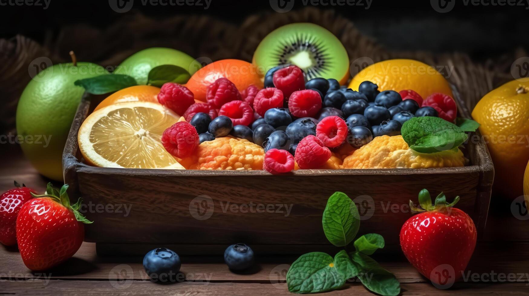 sweet fruit in crate vegetarian snack photo