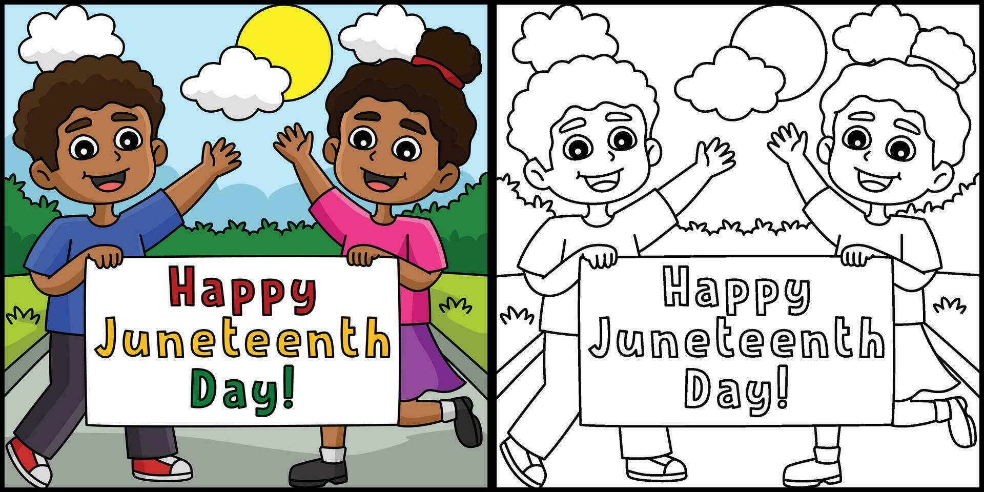 Happy Juneteenth Day Banner Coloring Illustration vector