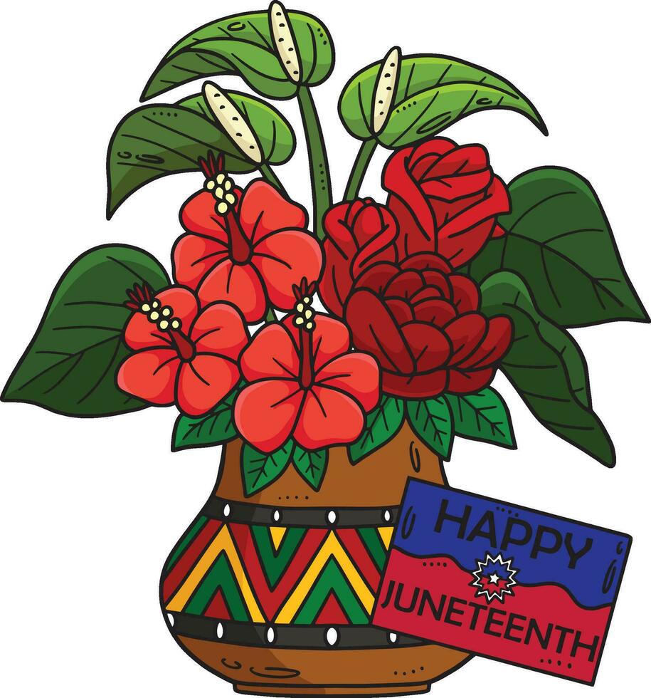 Juneteenth Flowers Cartoon Colored Clipart vector