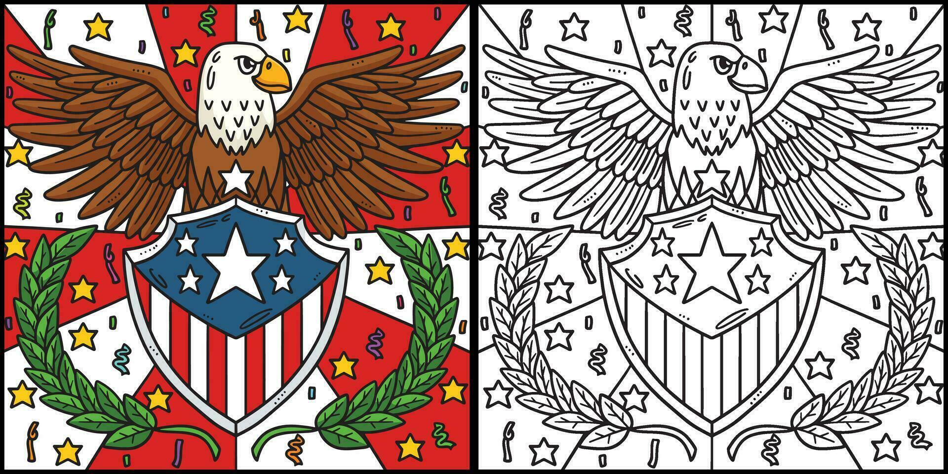 4to de julio americano bandera águila Insignia ilustración vector