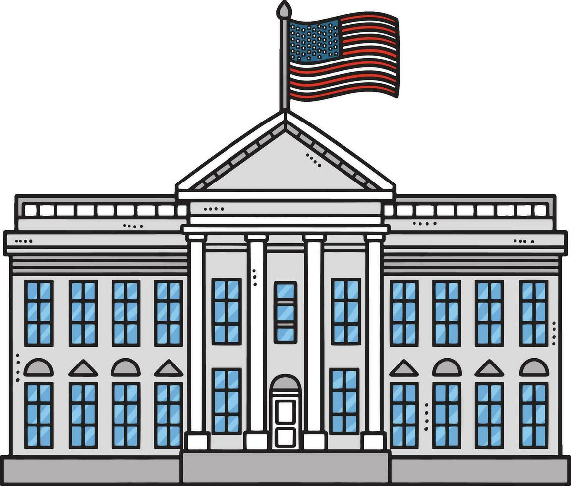 The White House Cartoon Clipart Illustration vector