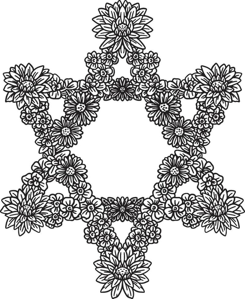 Hanukkah Flowers Forming Star of David Isolated vector
