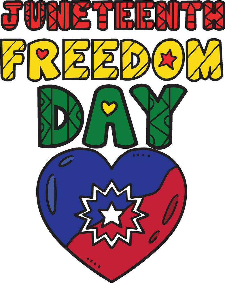 diecinueve de junio libertad día dibujos animados de colores clipart vector