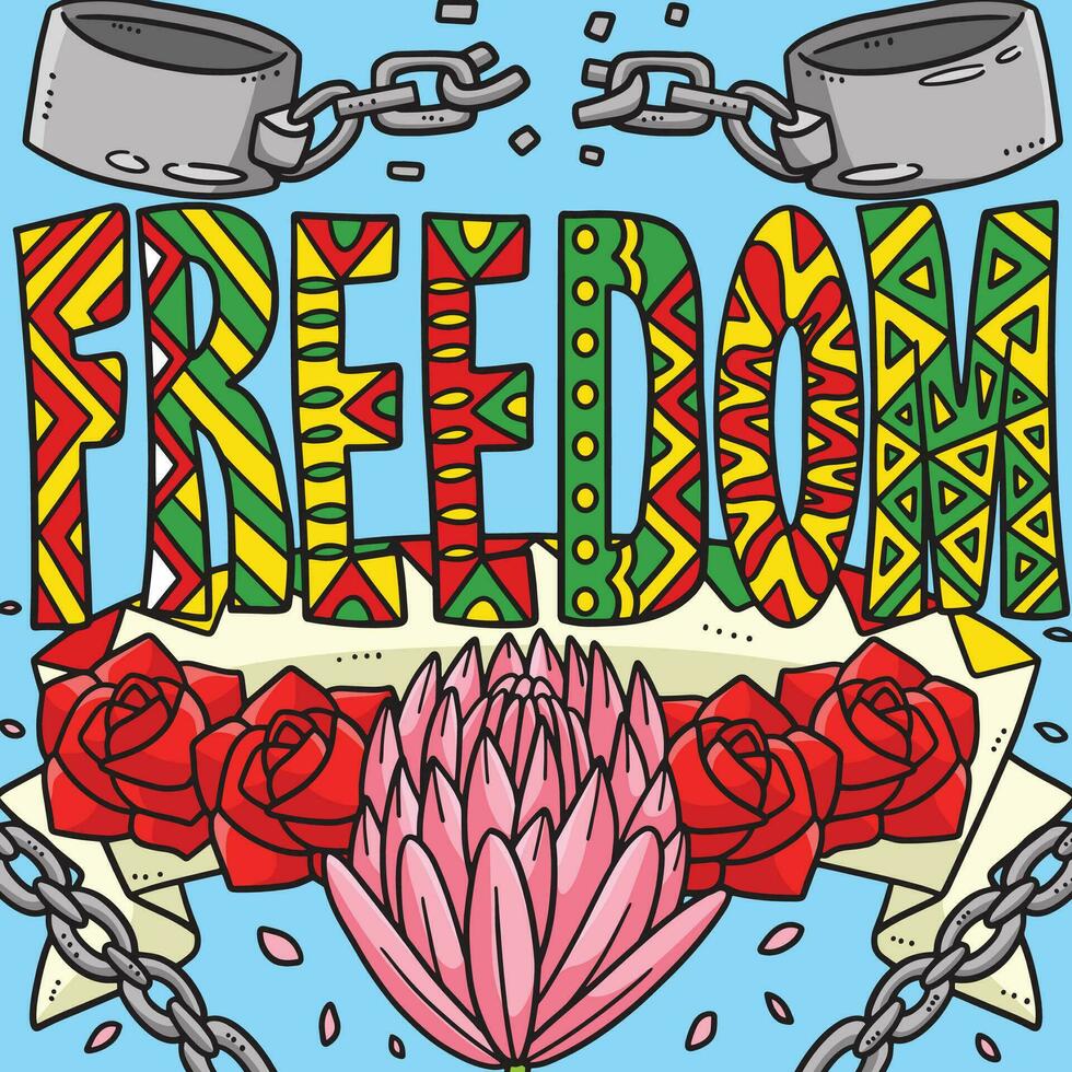 Juneteenth Freedom Colored Cartoon Illustration vector