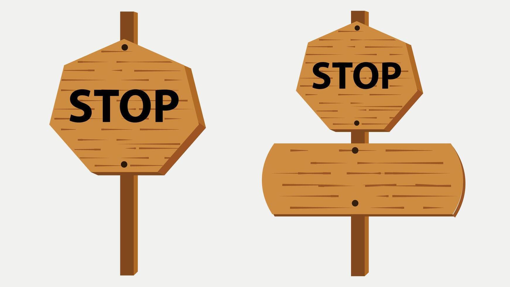 set of vector wood illustrations directions