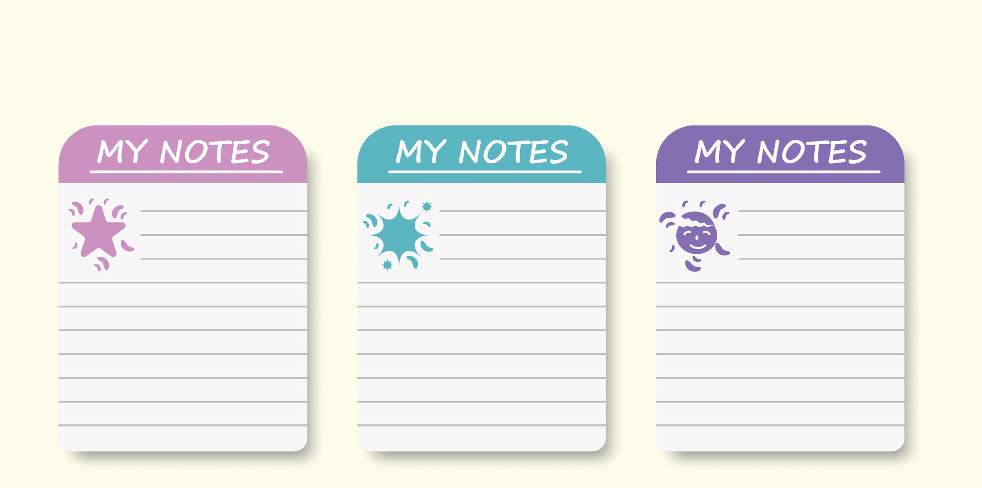 Scrapbook notes and cards. Diary, page notebook, notepad bookmark