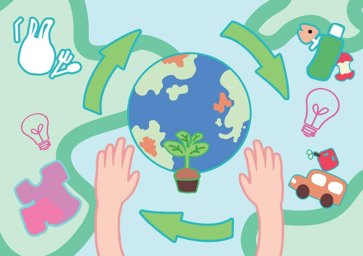 Two hands save the world vector