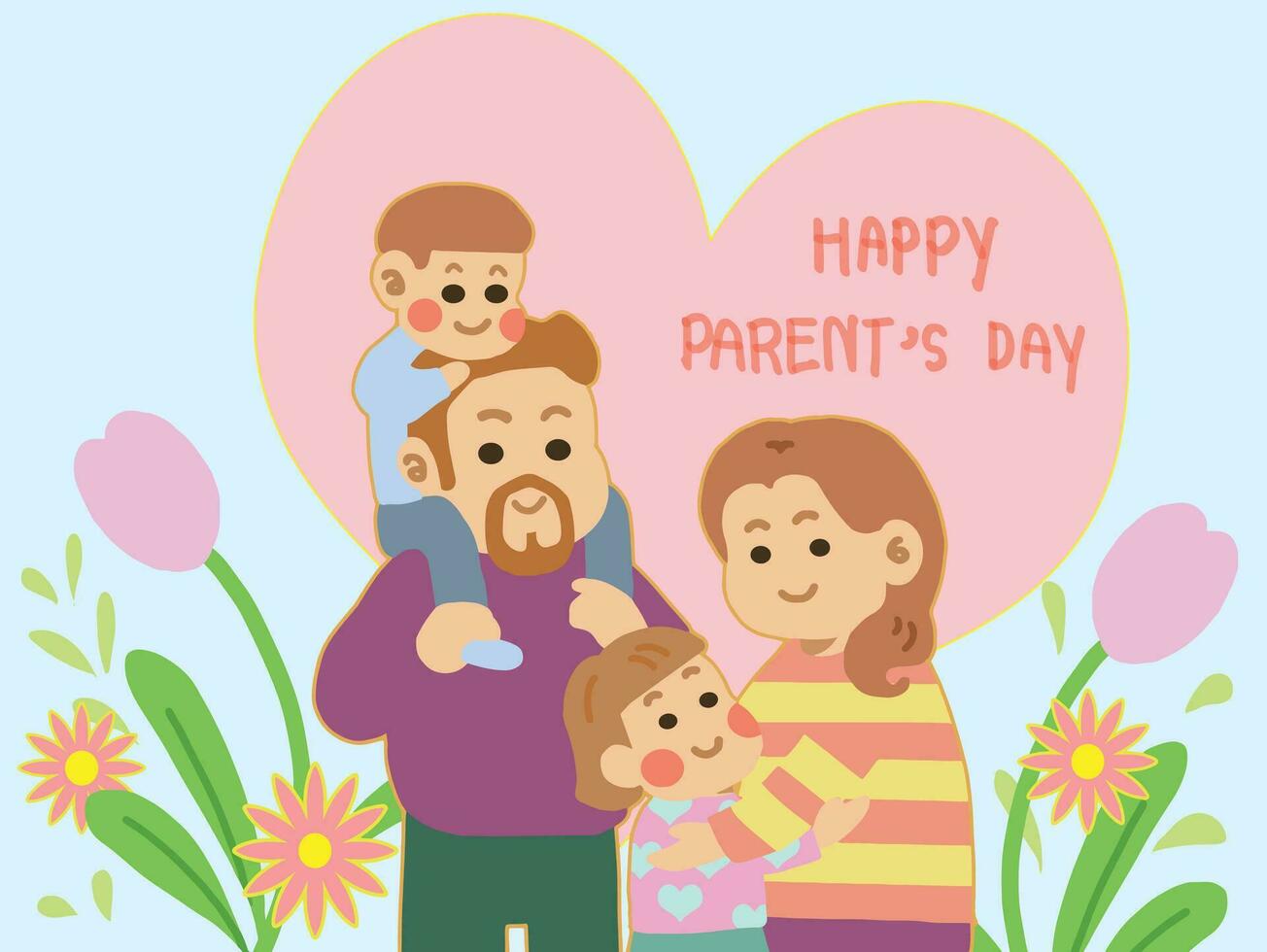 contento familia celebrete en padres día. vector