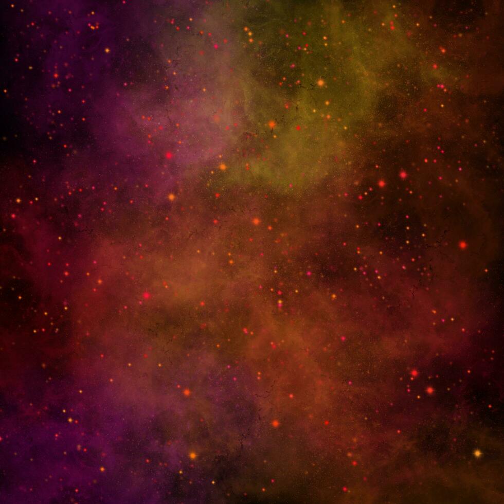 abstract yellow green nebula and stars background photo
