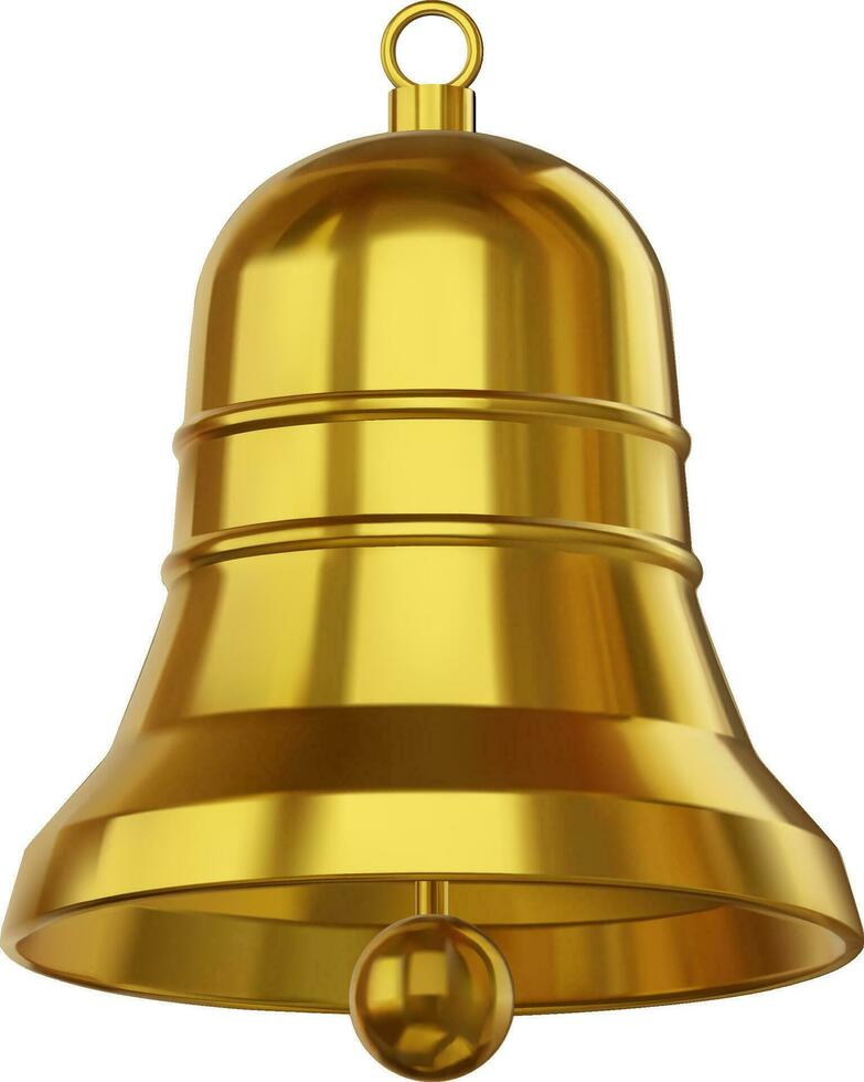 aislado oro campana. 3d campana realista ilustración vector