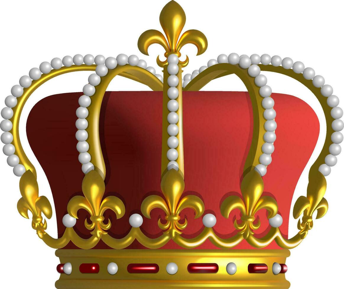 gold crown with white pearls vector