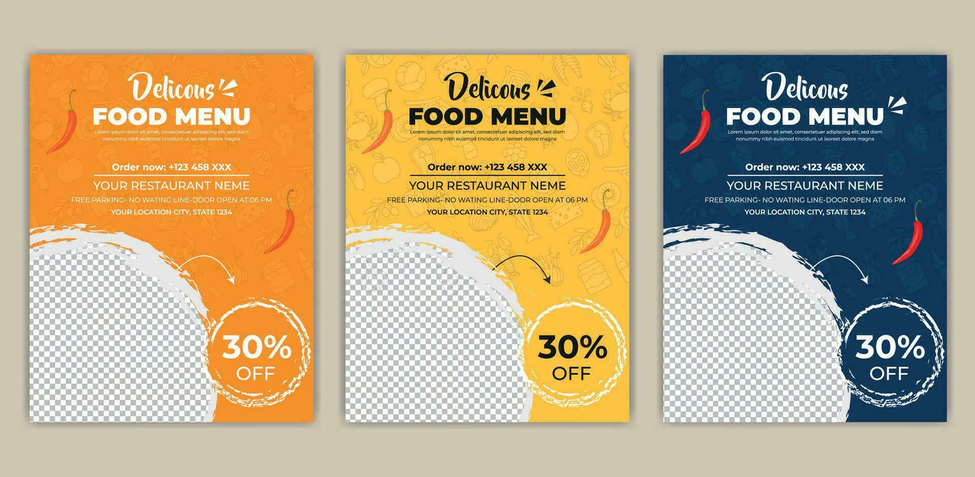 Fast Food Flyer Design Template cooking, cafe and restaurant menu, food ordering, junk food. Vector illustration for banner, poster, flyer, cover, menu, brochure