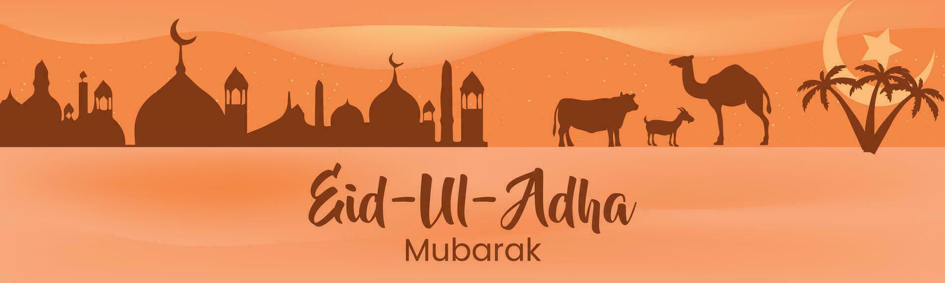 sheep wishing Eid ul Adha Happy Bakra Id holy festival of Islam Muslim. Paper art Eid-ul-adha Mubarak vector template design